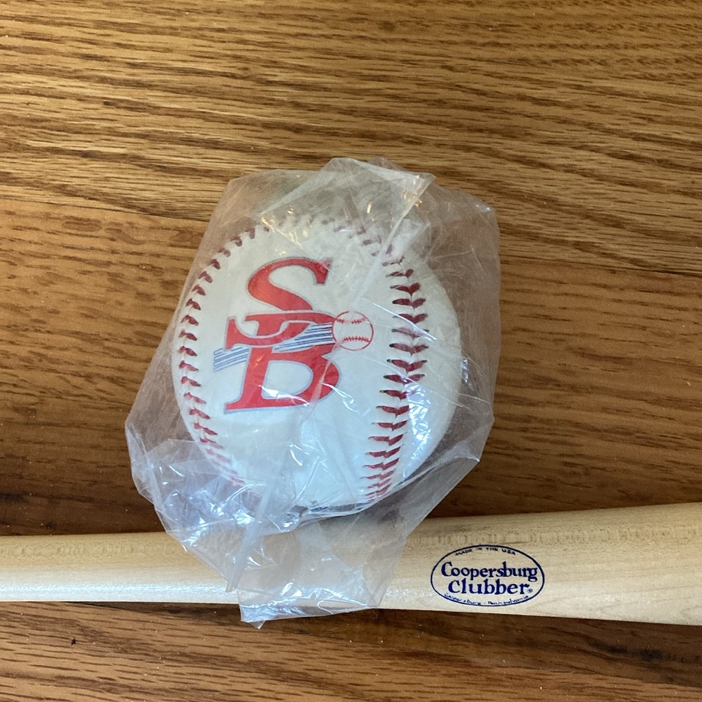 NEW Silverbullets vintage mini bat & baseball from 1996 women’s baseball team